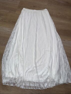 See You Monday White Lace Maxi Skirt